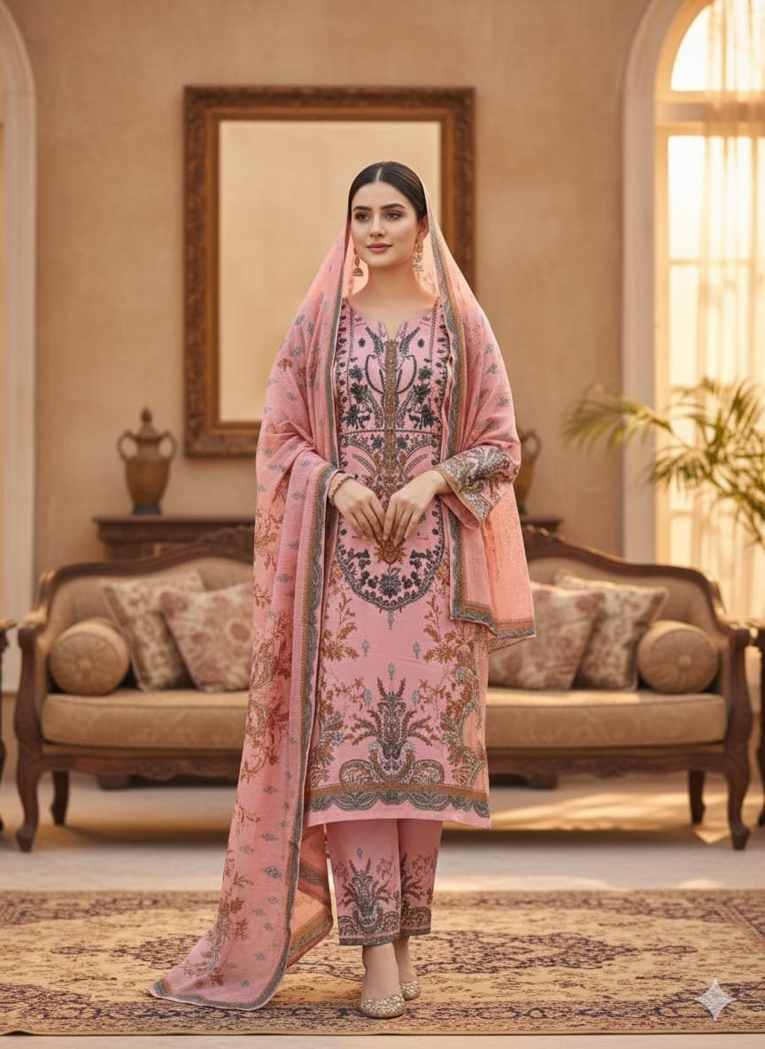 দুবাই সফট সিল্ক থ্রি-পিস 🌸