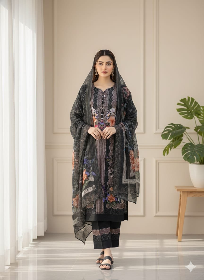 প্রিমিয়াম দুবাই সফট সিল্ক থ্রি-পিস 🌸