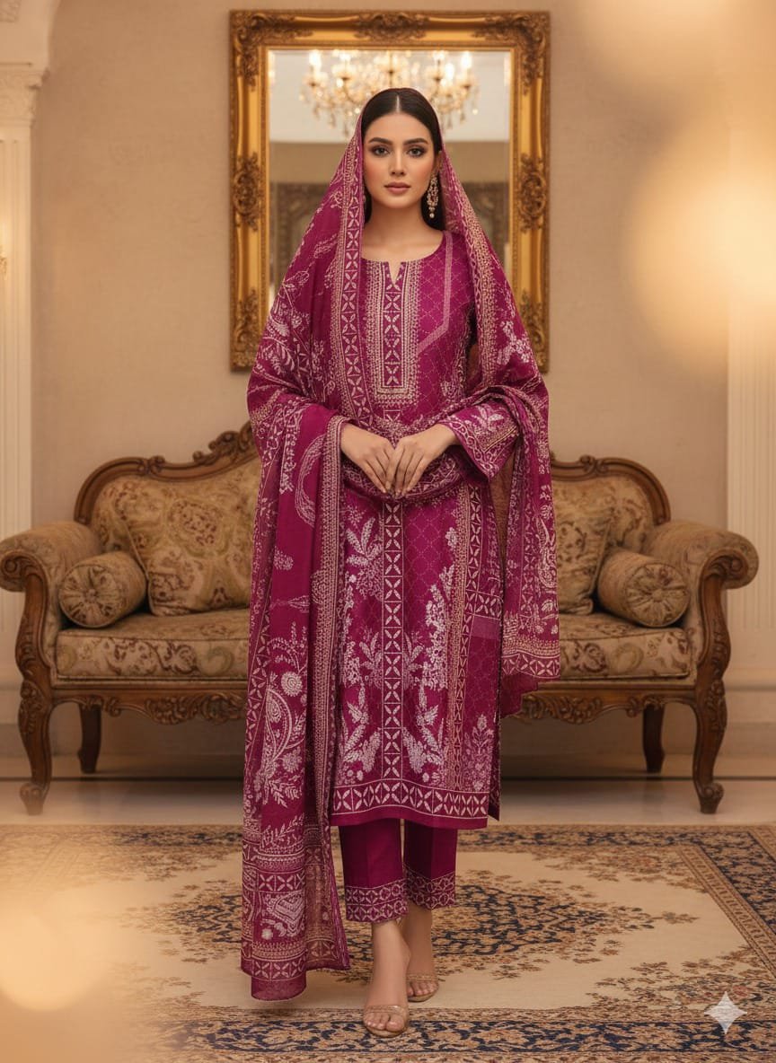 প্রিমিয়াম দুবাই সফট সিল্ক থ্রি-পিস 🌸